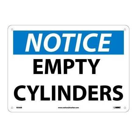 National Marker Co NMC OSHA Sign, Notice Empty Cylinders, 10in X 14in, White/Blue/Black N24AB
